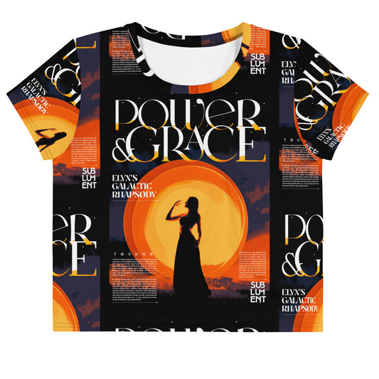 Power & Grace All-Over Print Crop Tee black