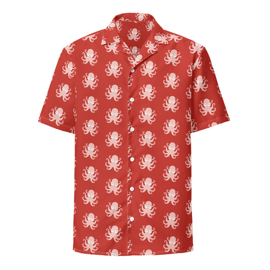 Button Shirt Mascot Octopus on Red by Puglia Tips